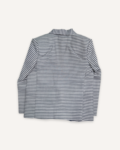 เสื้อเบลเซอร์ลายทางสำหรับเด็กผู้ชาย ปกคอปกแบบนอตช์ กระดุมแถวเดียว สำหรับเด็กอายุ 3-4 ปี ผลิตจากผ้าทอเส้นใยวอร์สเตดย้อมสี - Product Image 2