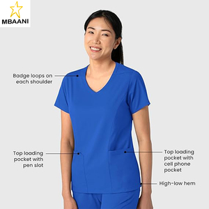 ชุดสครับสำหรับผู้หญิง โพลีเอสเตอร์ 49% โพลีเอสเตอร์รีไซเคิล 48% สแปนเด็กซ์ 3% ซักเครื่องได้ ดีไซน์คอวีสวยเก๋ ทนทานและยืดหยุ่น - Product Image 2