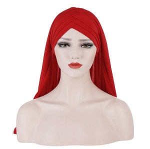 Nouveau Hijab Instantané Uni en Coton pour Femmes Musulmanes – Prêt à Porter, Taille Unique - Product Image 2