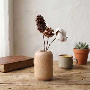 Jarrón de flores de madera de estilo nórdico personalizable para decoración minimalista del hogar con diseño simple y acabado natural suave. - Product Image 3