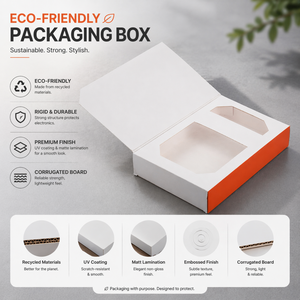Boîte d'emballage rigide pour électronique en carton recyclé écologique |   Carton ondulé premium avec revêtement UV, laminage mat et gaufrage - Product Image 5