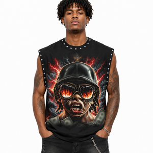 Camiseta sin mangas con estampado gráfico personalizado, 100% algodón jersey, tela suave, nuevo estilo moderno, unisex, cómoda y ajustada. - Product Image 5