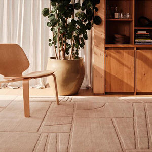 Alfombra de Lana de Nueva Zelanda Hecha a Mano, Diseño Geométrico Texturizado en Tono Marfil, Alfombra Suave de Pelo Medio para Sala de Estar - Product Image 5