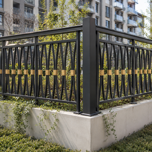 Valla Geométrica Moderna de Metal Negro con Detalles Dorados para Jardín, Apartamento, Delimitación, Panel de Seguridad para Exteriores - Product Image 2