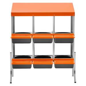 Nichoirs à poules orange 6 compartiments en acier galvanisé et plastique haute résistance, collecte facile des œufs, cages à animaux à roulettes - Product Image 1