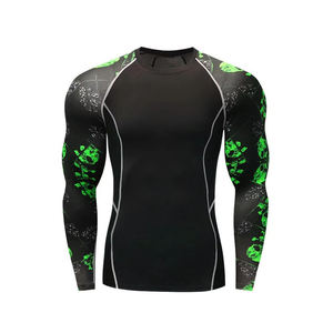 Camiseta Deportiva de Manga Larga para Hombre, Sublimada, de Alta Calidad, con Estampado de Calavera Negra y Verde, de Secado Rápido - Product Image 1