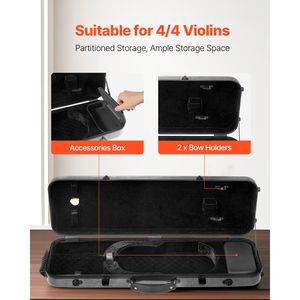 Custodia per violino 4/4 full size, leggera e portatile, borsa da viaggio con tracolla, igrometro integrato, fodera in peluche, realizzata in pelle e PC - Product Image 3