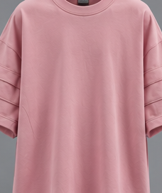 T-shirt rose uni surdimensionné pour homme, manches courtes, col rond, design superposé, style streetwear - Product Image 5