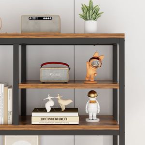Libreria a 6 Ripiani e 4 Cassetti di Qualità Alberghiera, in Truciolato con Struttura in Ferro e Tessuto Non Tessuto, 90x30x174cm, Nero con Dettagli in Ferro e Finitura Effetto Legno Nero - Product Image 4