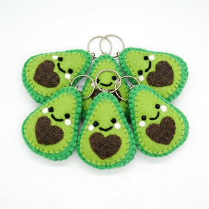 Premium Handmade Wool Felt Light Keychain | Artisan Crafted Eco-Friendly Avocado Shape Pattern <b>Keyring</b> - Product Image 1