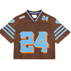 Maillot de football américain rétro unisexe, t-shirt en mesh ample à col en V, impression par transfert thermique, personnalisable pour l'équipe - Product Image 4