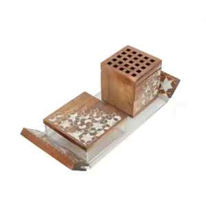 Juego de quemador de incienso Bakhoor de lujo con bandeja, quemador de incienso árabe Oud, decoración islámica para el hogar, regalo de Ramadán y Eid, soporte para incienso - Product Image 5