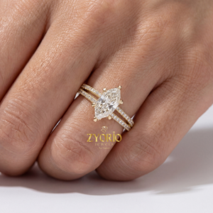 Luxury Marquise Lab Grown Diamond Trendy Bridal <b>Ring</b> <b>Split</b> Shank Design 14K Solid Gold Women Engagement Party Anniversary - Product Image 5