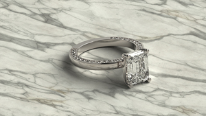 Bague de fiançailles en or plaqué 18K 14K avec diamant de laboratoire taille émeraude DEF VVS, bague solitaire, fabricant de bijoux sur mesure OEM - Product Image 3