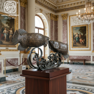 Khang Hung Phat Wrought Iron Fish Sculpture Full 3D <b>Casting</b> Animal Art Digital Printing Black Nickel Plated Home Decoration - Product Image 4