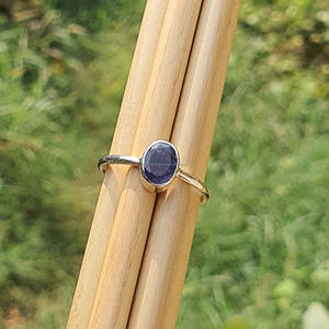 แหวนพลอยสีฟ้ามินิมอลสีเงิน925เป็นที่นิยมแบบวางซ้อนกันได้ชุบทองทำด้วยมือของขวัญแต่งงานที่ดี - Product Image 2