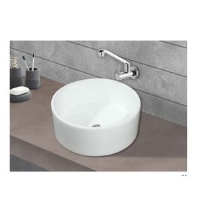 Exclusive rectangular wall hung ceramic wash basin 410x410x160mm glossy white floating bathroom sink with half pedestal - Product Image 1