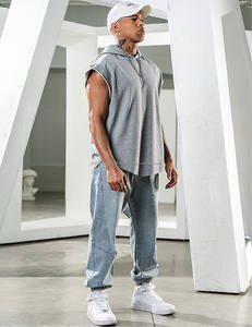 Débardeur de fitness décontracté respirant de qualité supérieure pull avec logo personnalisé sweats à capuche sans manches de sport pour hommes - Product Image 4