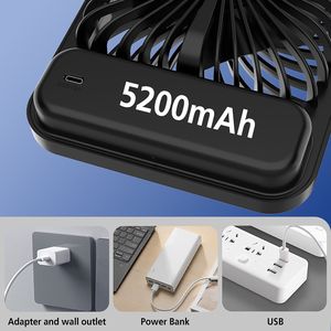 Ventilatore Portatile Pieghevole Ricaricabile da 4 Pollici a 3 Velocità con Pulsante Illuminato Nero 5000mAh Nuovo Modello 2026 - Product Image 5