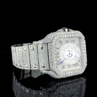 Montre de qualité supérieure avec cadran en diamant moissanite, boîtier en acier inoxydable, mouvement automatique, pour un usage quotidien, disponible à la vente
