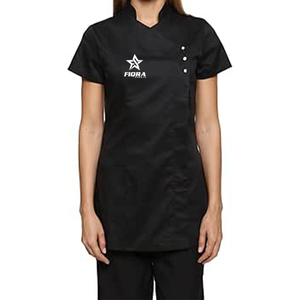 Custom Logo Women's Wrap Front <b>Tunic</b> Top Stand Collar Three Button Spa Salon Beauty Uniform Wholesale Therapist Massage Uniform - Product Image 1