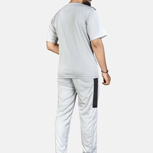 Ensemble de survêtement décontracté pour homme, t-shirt à manches courtes et pantalon de jogging avec empiècements contrastants aux épaules – Meilleure vente - Product Image 2