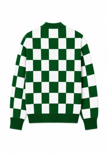 Cardigan unisexe personnalisé OEM, nouveau design, vert et blanc à carreaux, Iota Phi Lambda, col en V, manches longues, brodé, tricoté décontracté - Product Image 3