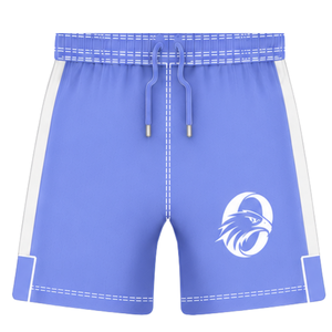 Conjunto de Uniforme de Rugby de Manga Corta Azul Periwinkle y Blanco, Jersey de Rugby a Rayas con Cuello Redondo, Pantalones Cortos con Cordón, Rendimiento Atlético - Product Image 4