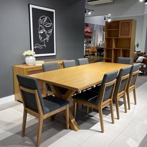 Juego de Comedor Moderno Escandinavo de Madera de Teca, 5 Piezas, Sillas con Respaldo Sólido, Base de Pedestal Acanalado, Muebles Duraderos para el Hogar - Product Image 1