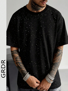 เสื้อยืดผู้ชายประดับเพชร ผ้าฝ้ายเนื้อนุ่ม ปรับแต่งได้เต็มที่ ราคาถูก - Product Image 2