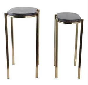 Home Highlight Modern <b>Marble</b> Top Nesting Coffee <b>Tables</b> With Gold Metal Frame For Living Room Furniture - Product Image 2