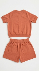 Ensemble short et t-shirt en coton unisexe, tissu doux et respirant, coupe confortable, tenue décontractée pour tous les jours - Product Image 2