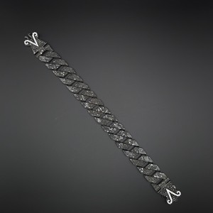 Pulsera de eslabones cubanos de 16 mm con diamantes negros cultivados en laboratorio, collar de plata de ley 925 con incrustaciones, joyería de lujo para hombre, estilo hip hop, venta al por mayor - Product Image 1