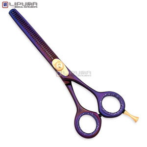 Stainless Steel Comfortable Grip Professional Hair Thinning <b>Scissors</b> Red Color Laser Printing Barber Hair Cutting <b>Scissors</b> - Product Image 4