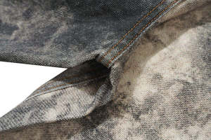 Jean large pour homme en denim délavé tie-dye, coupe ample, taille mi-haute, style streetwear, en coton mi-lourd, style automne - Product Image 5