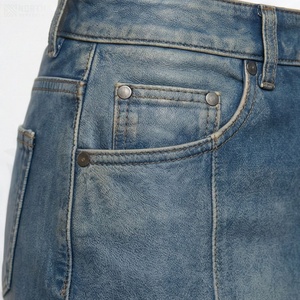 Jupe mini en jean taille haute pour femme avec poches, style décontracté crayon, bleu délavé, toutes saisons - Product Image 5