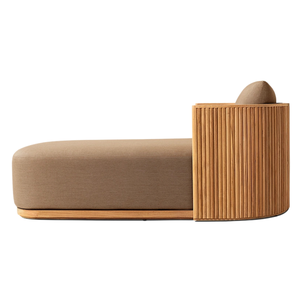 Signature Collection Hotel Emma Luxury Modern Curved Rattan Teak Wood Outdoor <b>Sofa</b> Elegant Minimalist Lounge Chair Resort Style - Product Image 2