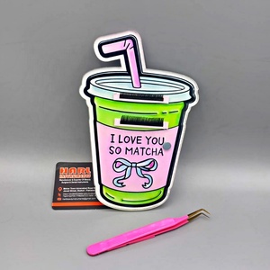 HARL Placas Magnéticas Acrílicas para Pestañas con Diseño de Taza de Café Matcha, Herramientas de Belleza Duraderas, Color Personalizado de Moda - Product Image 4
