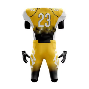 Ensemble de maillots de football américain personnalisés en polyester respirant imprimé par transfert thermique, col en V sans manches pour homme, imprimé floral jaune et blanc - Product Image 2