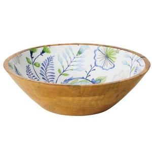Frutero de Madera de Primera Calidad con Diseño Floral Esmaltado, Vajilla para Servir Ensaladas, Tazón para Comida, Tazón para Servir - Product Image 6