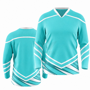 Jersey de Hockey sobre Hielo a Rayas Blancas y Negras para Hombre, Cuello en V, Manga Larga, Poliéster que Absorbe la Humedad, Corte Regular, Ropa para Adultos - Product Image 3