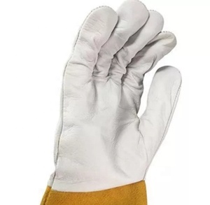 Guantes de seguridad para soldador, protectores de mano de cuero de vaca/piel de cabra, superior blanco, tig/mig/argón - Product Image 6