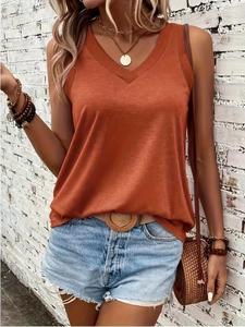 Camiseta sin mangas de algodón transpirable para mujer, diseño casual de cuello en V y sin mangas para un uso cómodo. - Product Image 3