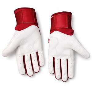 Gants de frappeur de baseball en cuir sur mesure de qualité supérieure, manchette longue, taille adulte, combinaison de couleurs blanc et bordeaux, pour l'entraînement au baseball - Product Image 5