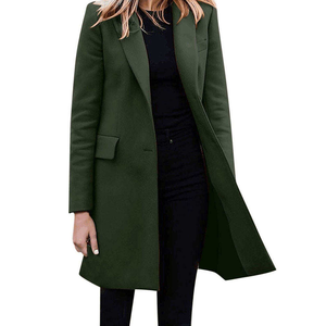 Elegante Abrigo Largo de Algodón y Lana, Chaqueta de Invierno, Corte Entallado, Gabardina de Moda para Mujer, Ropa Casual - Product Image 1
