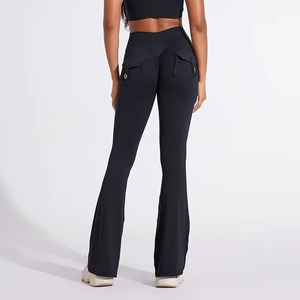 Custom Wholesale High Waist Quick-Dry Hip Lift Flared <b>Yoga</b> <b>Pants</b> for Women – Wide Leg Gym Fitness Leggings Sports Activewear - Product Image 1