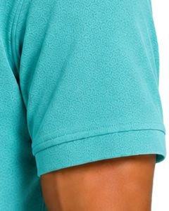 เสื้อโปโลผู้ชายสีเทอร์ควอยซ์ แขนสั้น ผ้าคอตตอนปิเก้ ลายแจ็คการ์ด คอปกพับได้ สไตล์ลำลอง หรูหรา สำหรับฤดูร้อน รับสั่งทำพิเศษ - Product Image 5