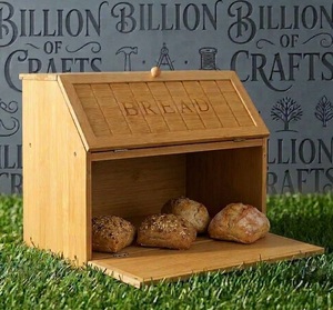 Boîte à pain en bois avec couvercle, design sculpté, récipient de rangement classique pour la cuisine, pour pain frais, forme rectangulaire - Product Image 1