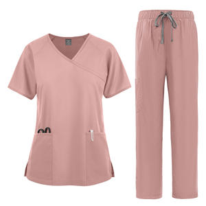 Ensemble de blouses d'hôpital unisexe de qualité supérieure, rose, en spandex et polyester, respirant, uniforme d'infirmière, col en V, tenue de travail pour médecin - Product Image 5