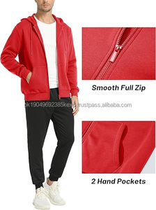 Sweat à capuche zippé en molleton de coton style moderne, épais, chaud, coupe ample, mode urbaine - Product Image 3